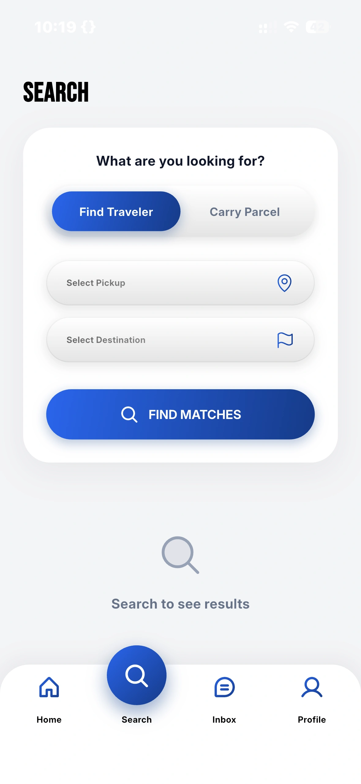 ASH Parcel mobile application parcel screen
