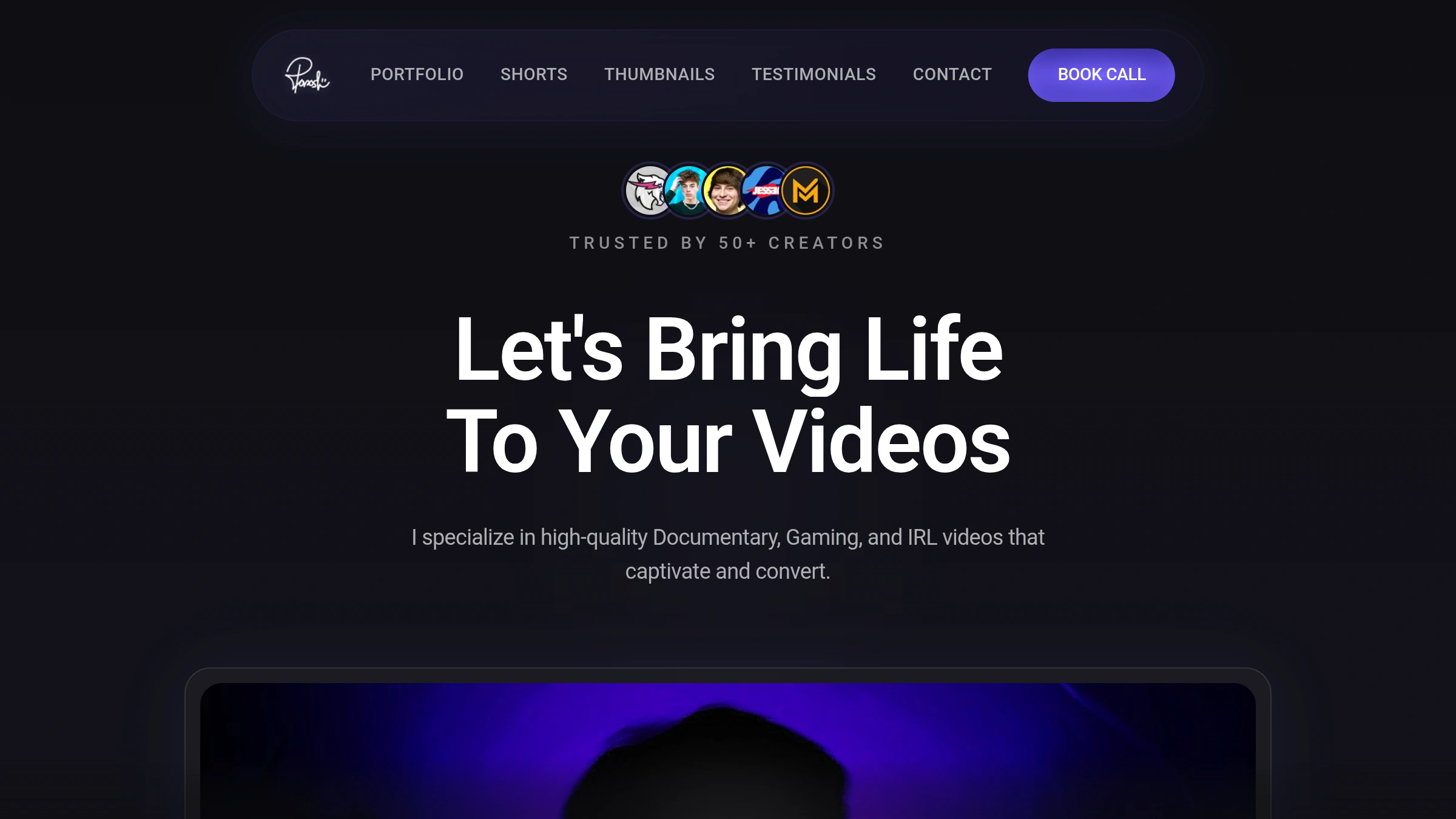 Edit By Porosh video editing portfolio homepage