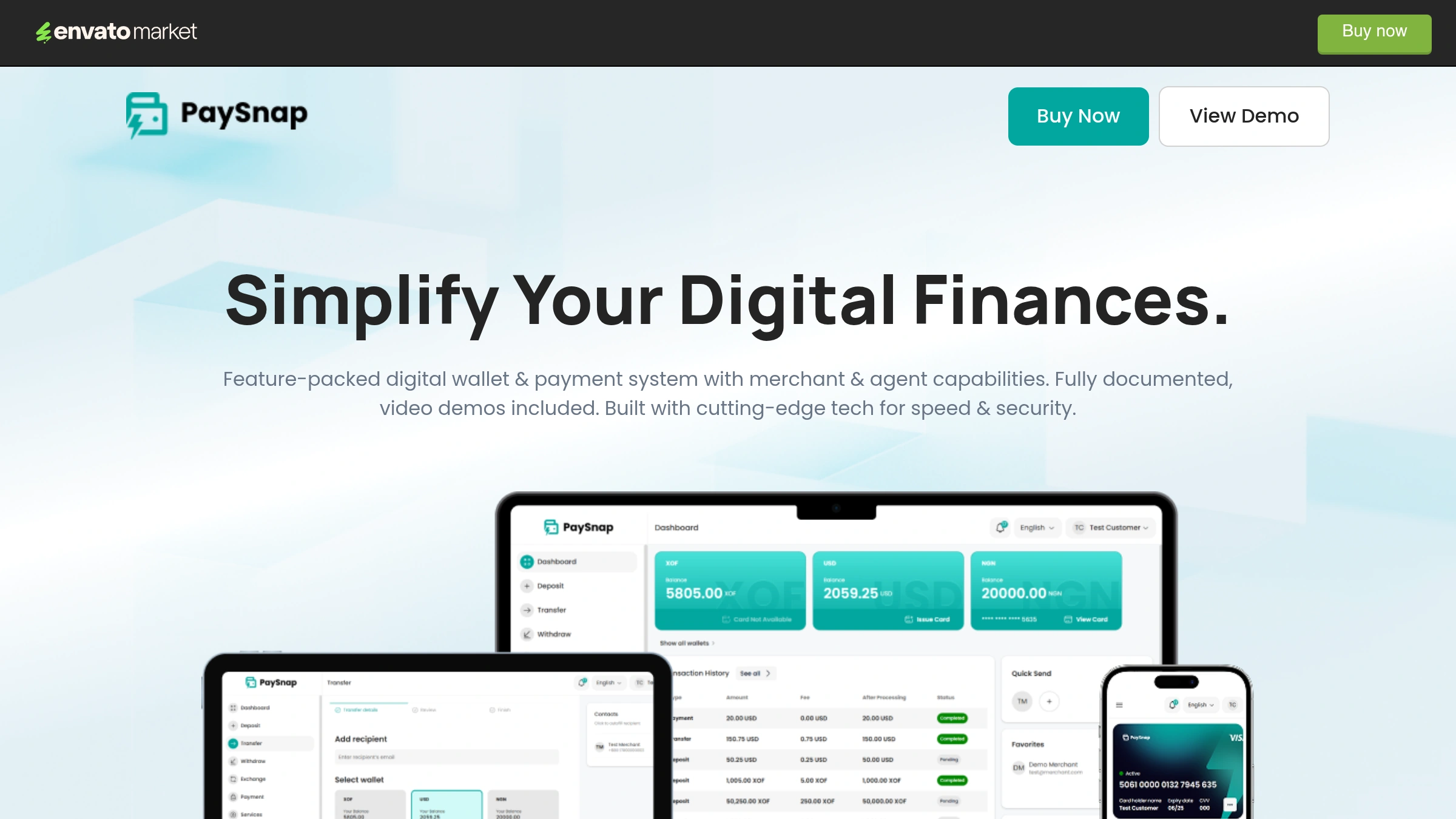 PaySnap digital wallet and payment platform